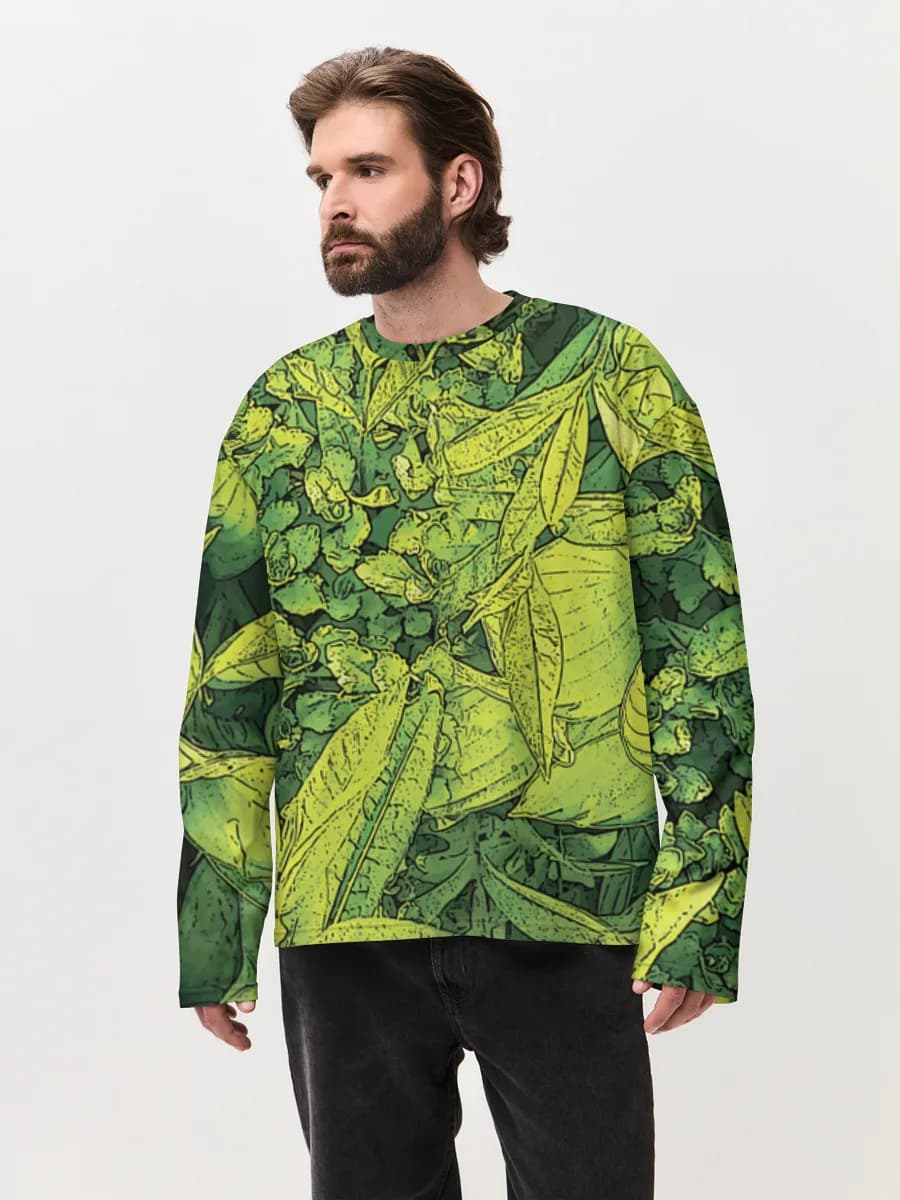 Herren Oversized Baumwoll Langarmshirt