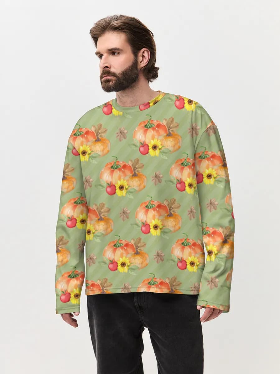 Herren Oversized Baumwoll Langarmshirt