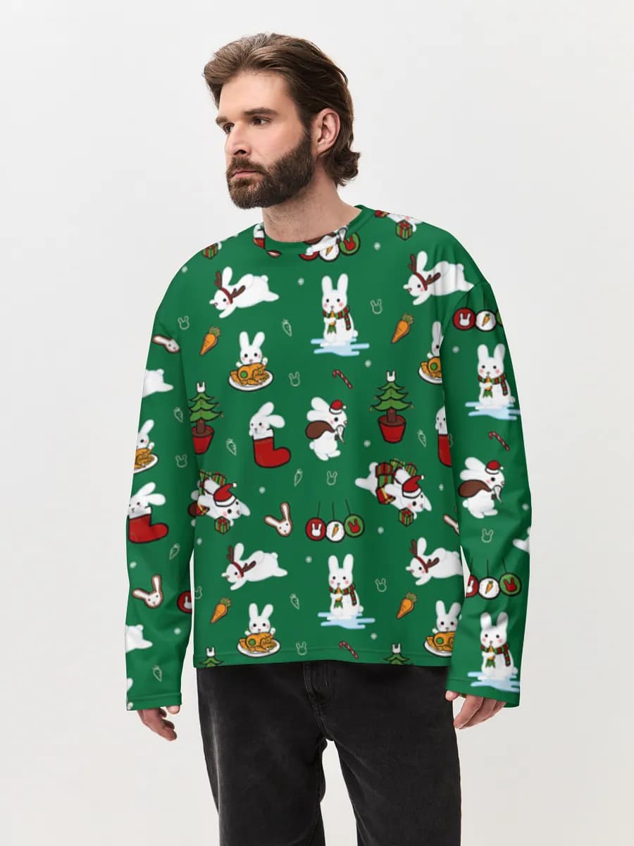 Camiseta de manga larga de algodón extragrande para hombre