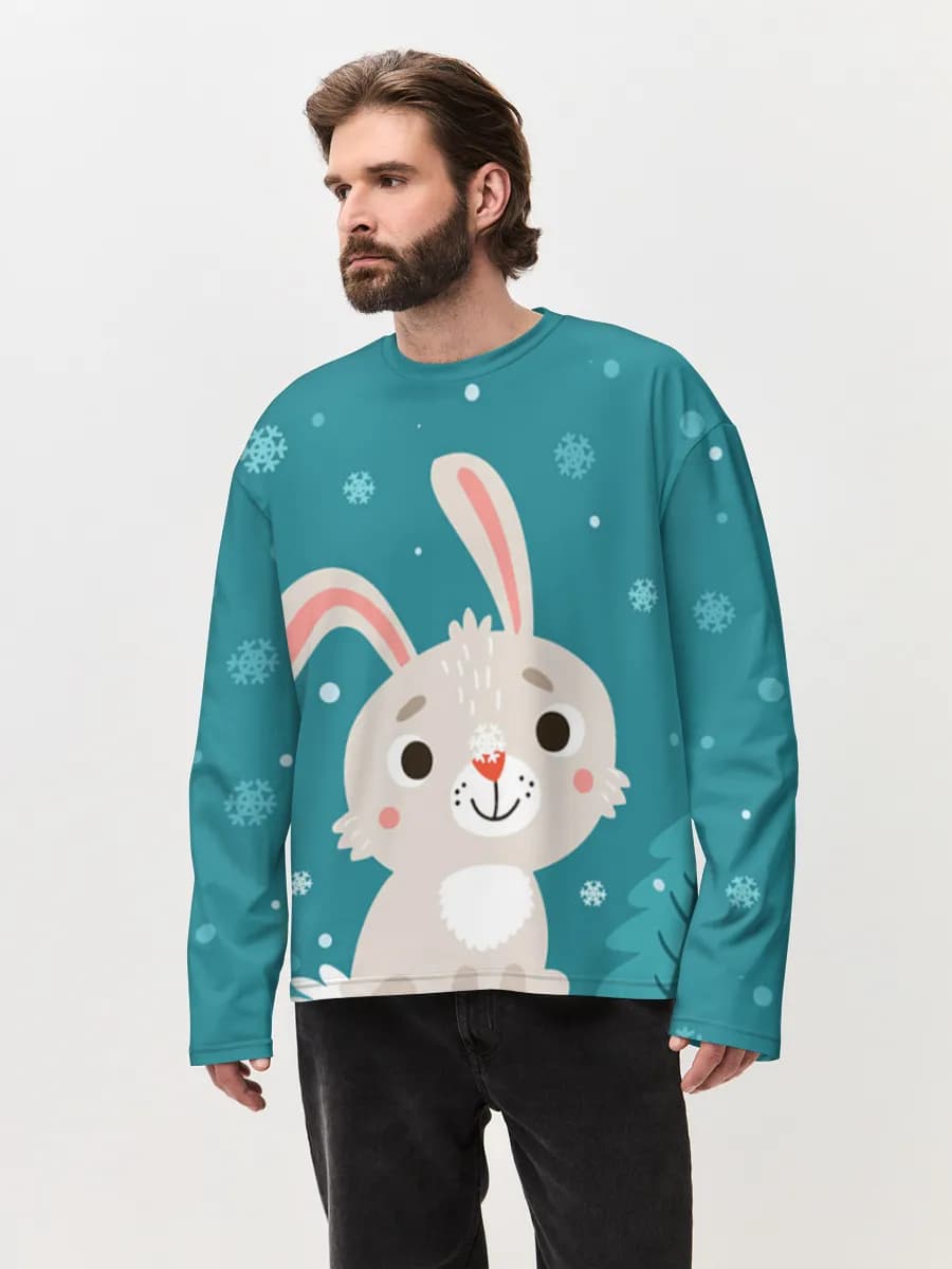 Camiseta de manga larga de algodón extragrande para hombre