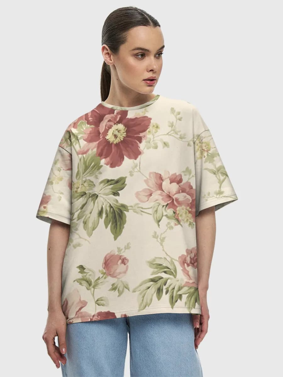 Camiseta de algodón extragrande para mujer