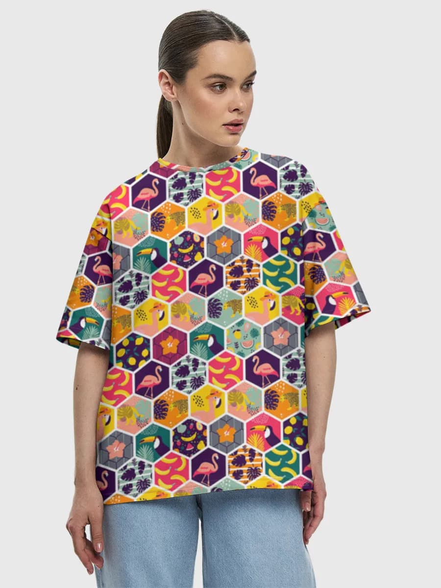 Camiseta de algodón extragrande para mujer