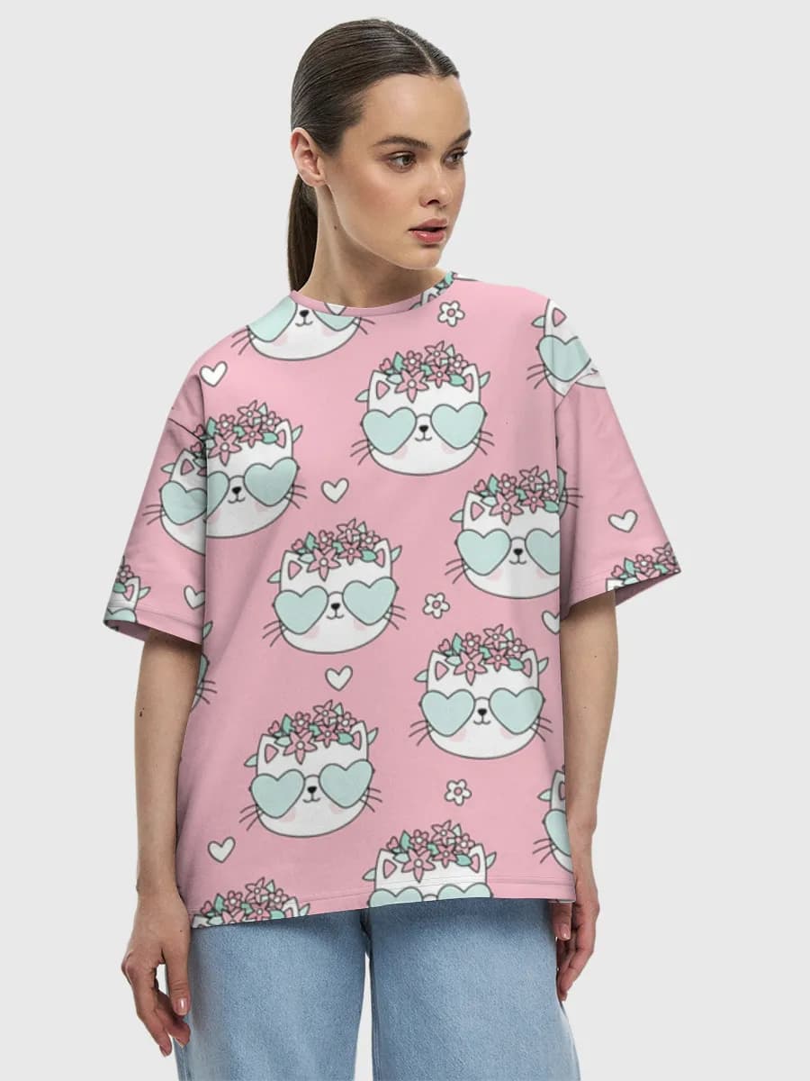 Camiseta de algodón extragrande para mujer