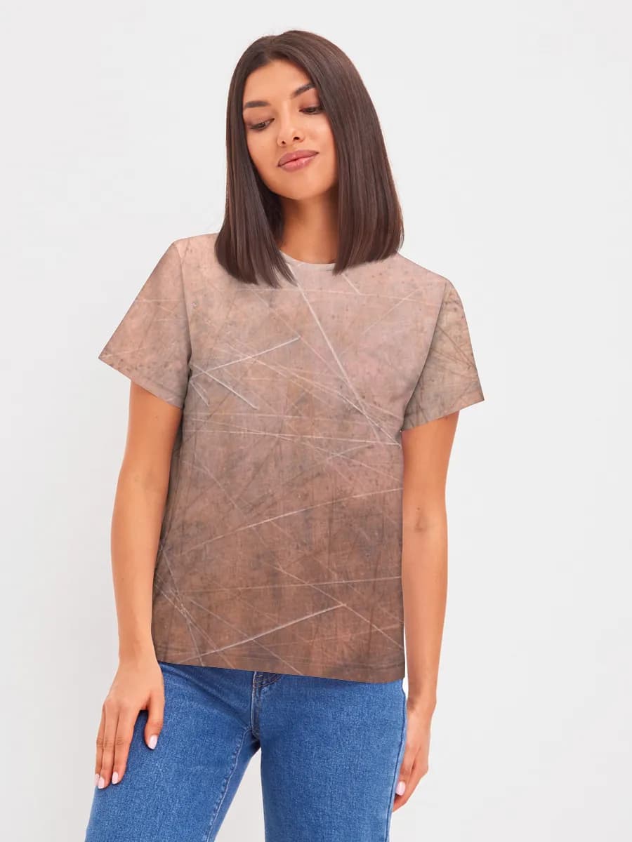 Scratched Copper Grunge Texture — Women's basic cotton T-shirt with all-over print, Texture theme