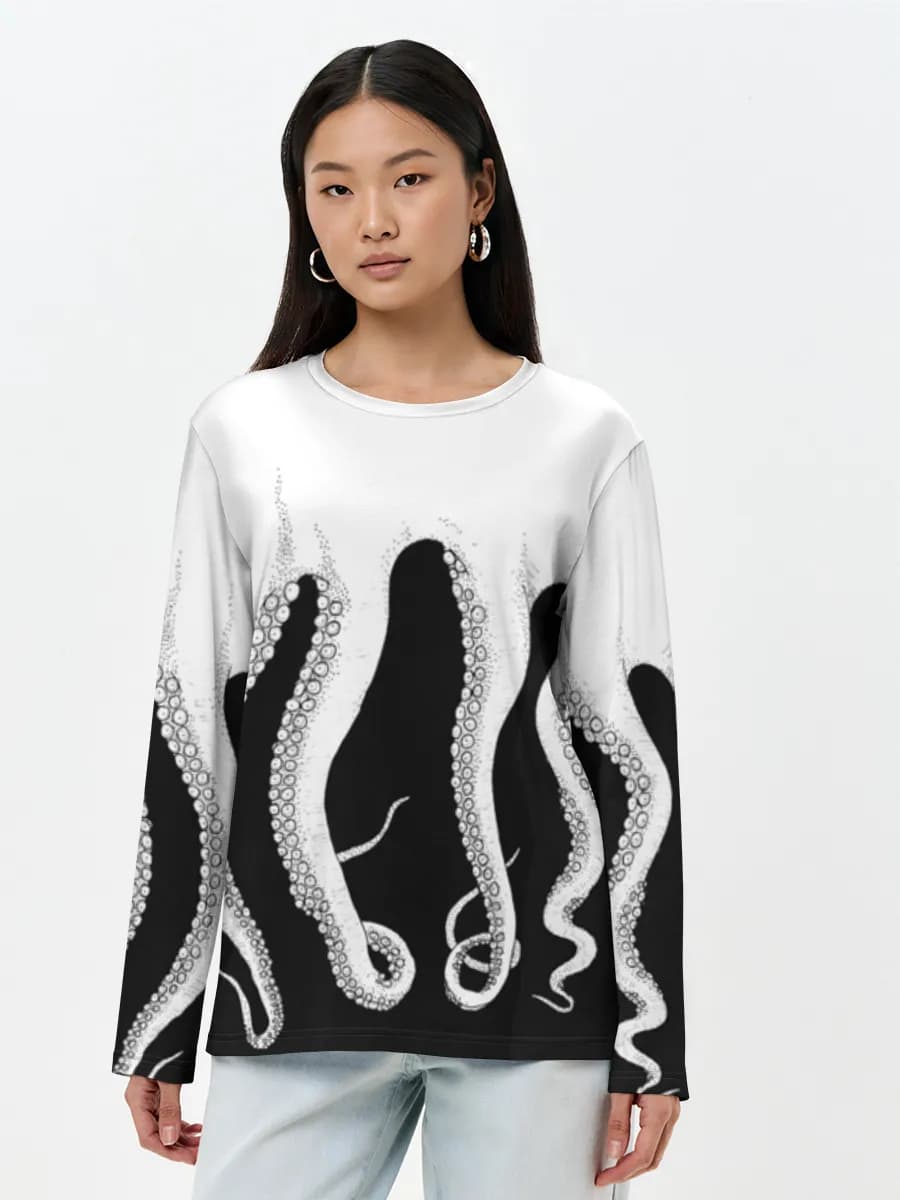 Damen Baumwoll Langarmshirt