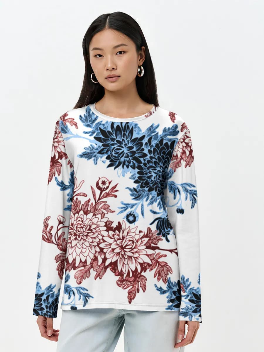 Damen Baumwoll Langarmshirt