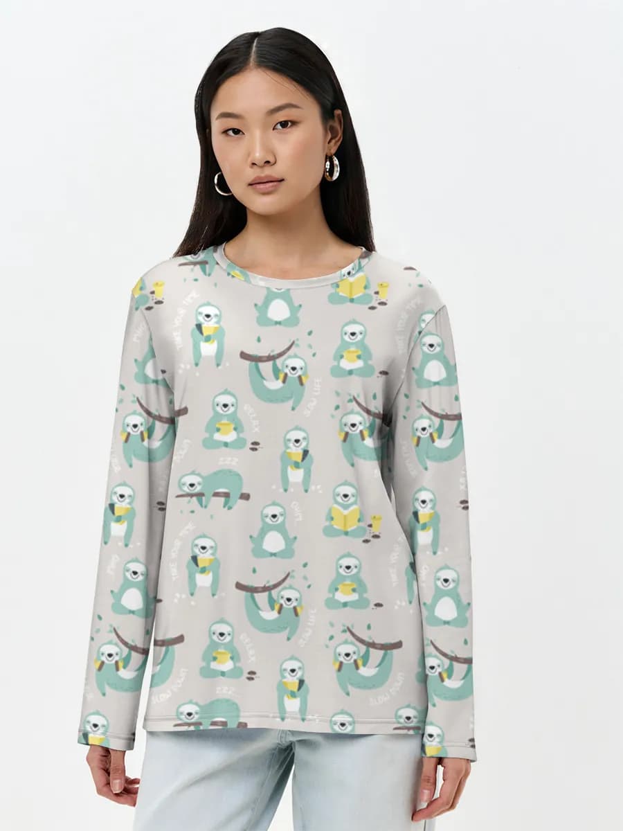 Damen Baumwoll Langarmshirt