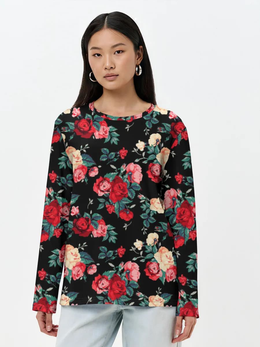 Damen Baumwoll Langarmshirt