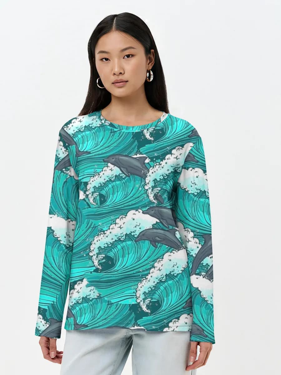 Damen Baumwoll Langarmshirt