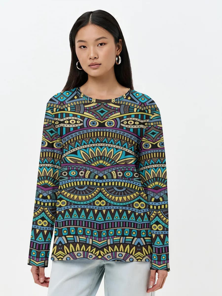 Damen Baumwoll Langarmshirt