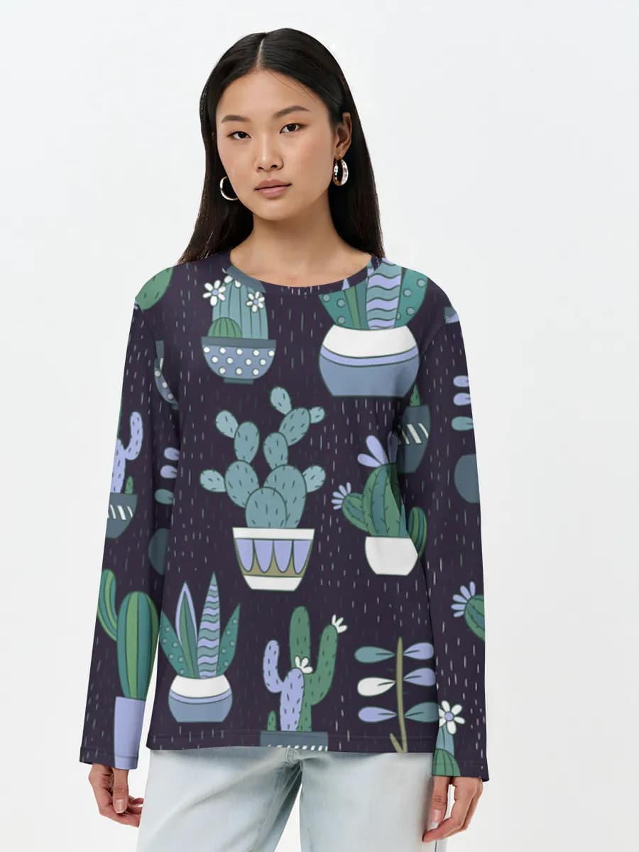 Camisa de manga larga para mujer. Algodón.