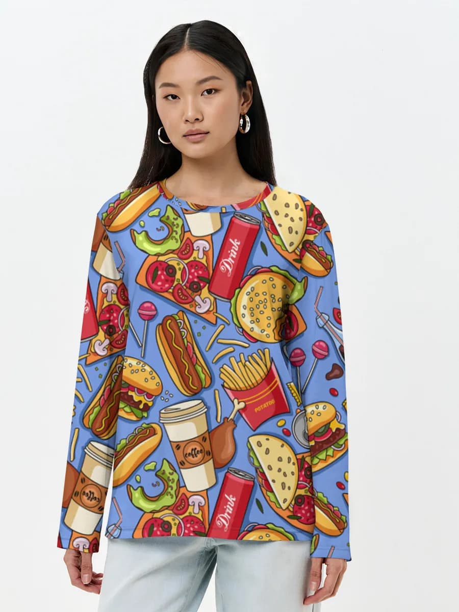 Damen Baumwoll Langarmshirt