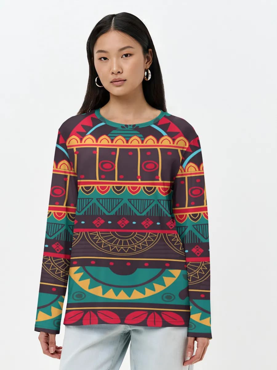 Damen Baumwoll Langarmshirt