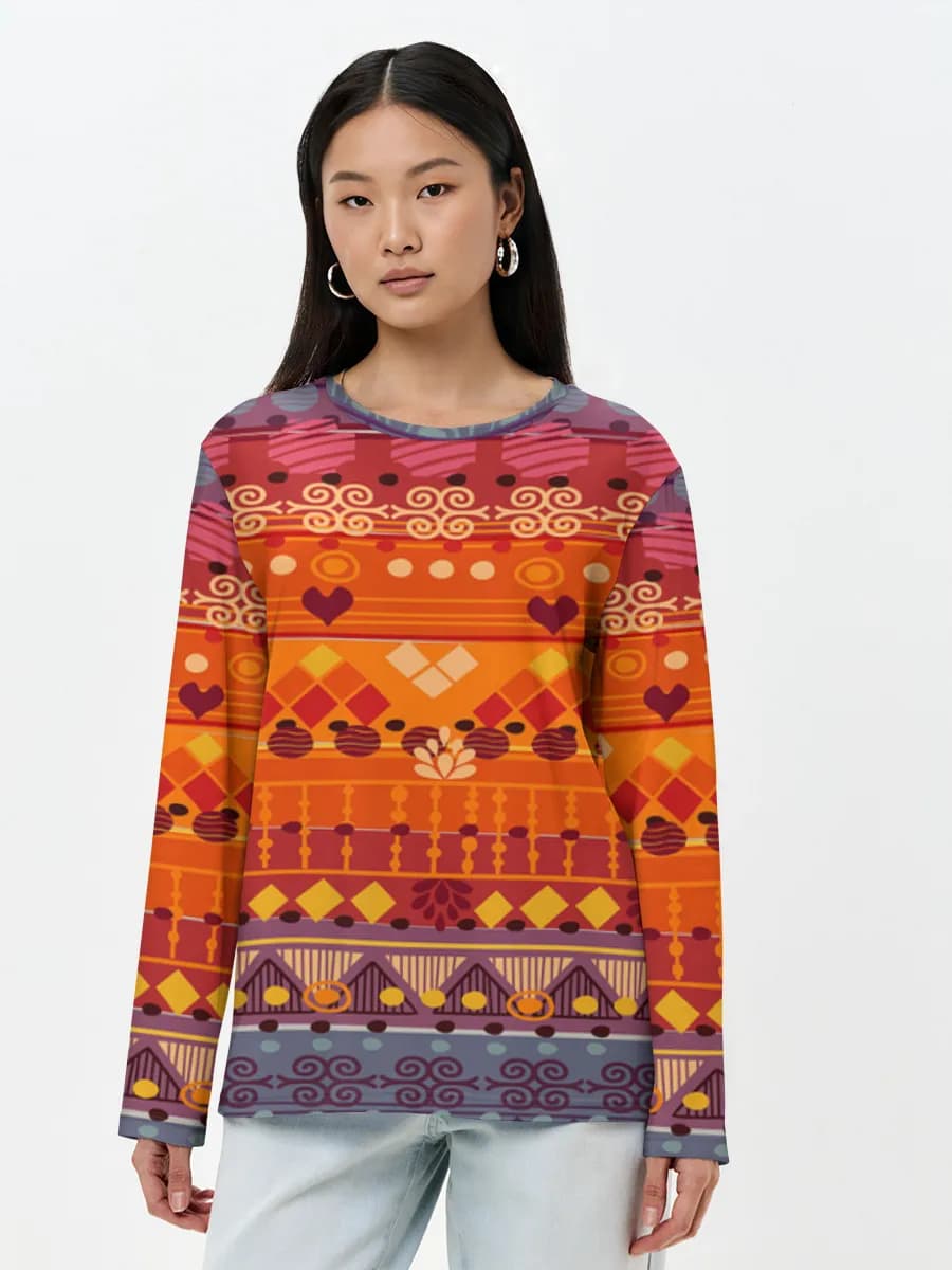 Damen Baumwoll Langarmshirt