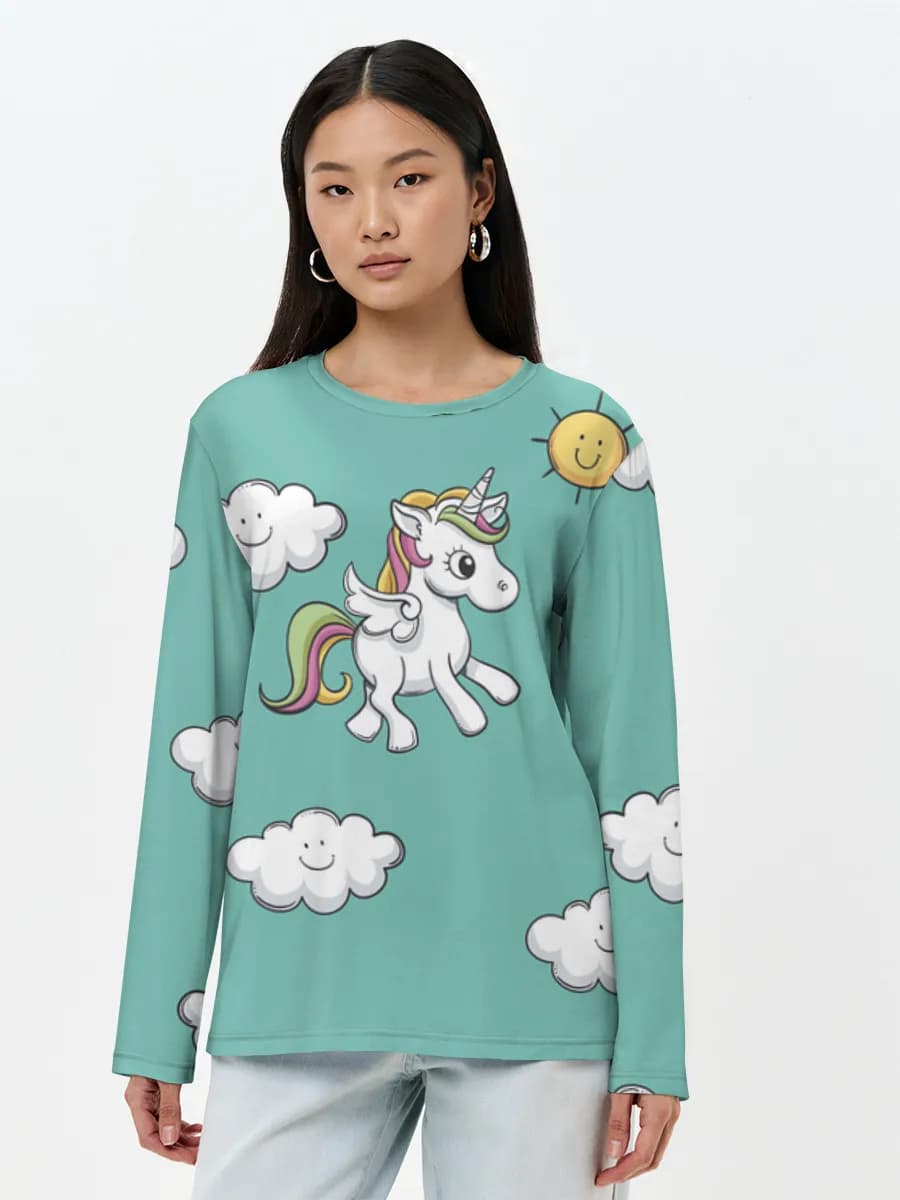 Damen Baumwoll Langarmshirt