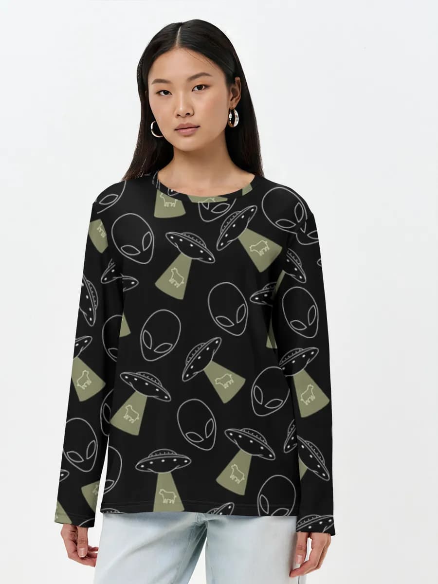 Damen Baumwoll Langarmshirt