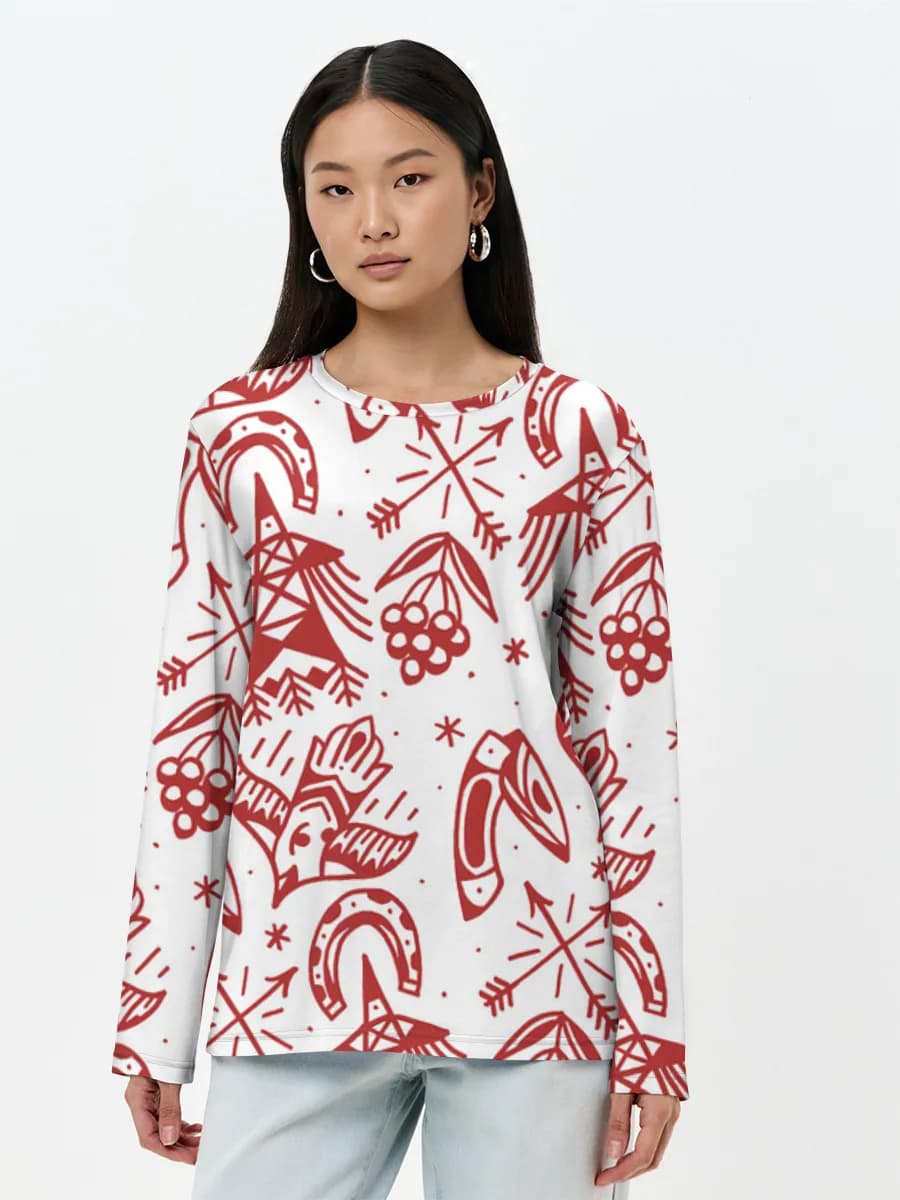 Damen Baumwoll Langarmshirt