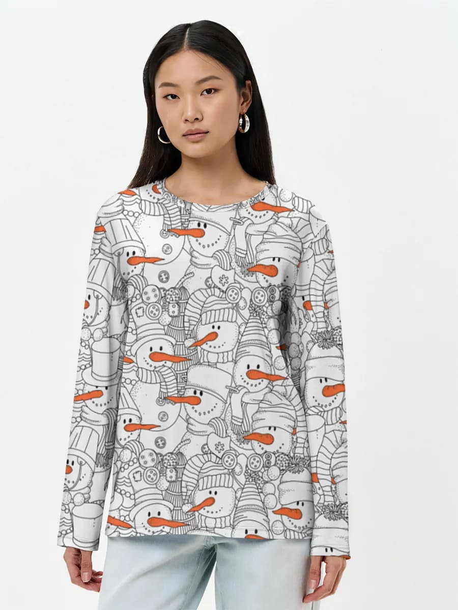 Damen Baumwoll Langarmshirt