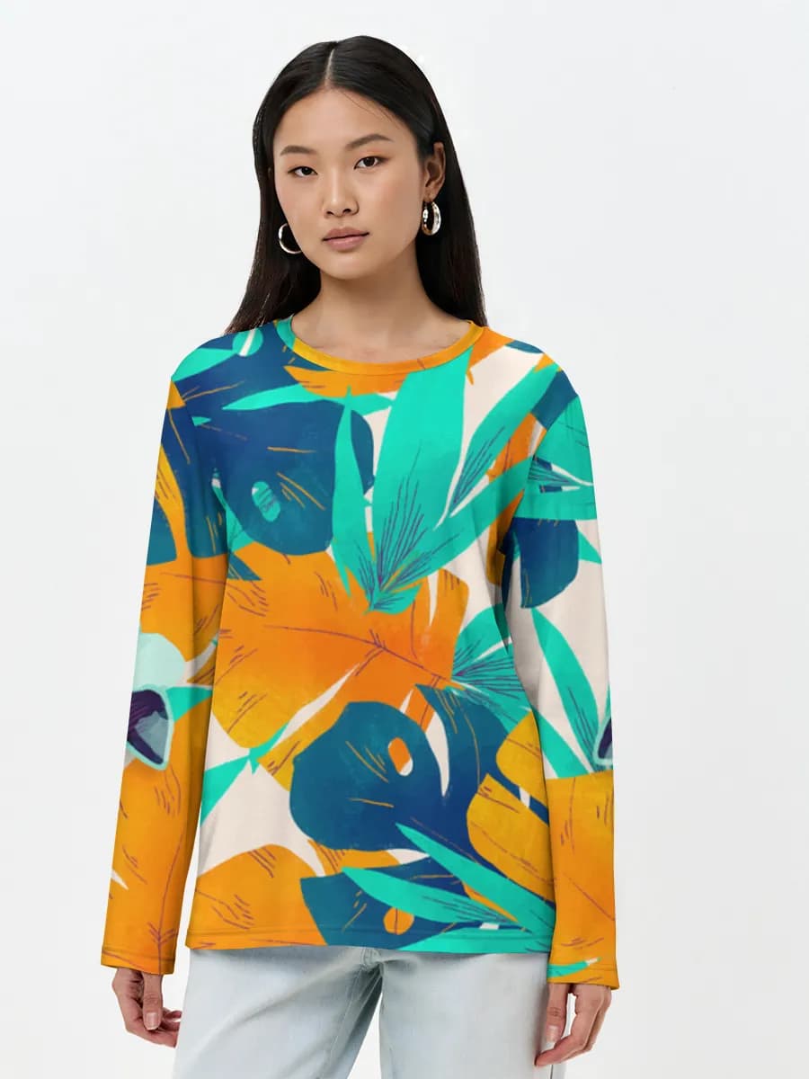 Camisa de manga larga para mujer. Algodón.
