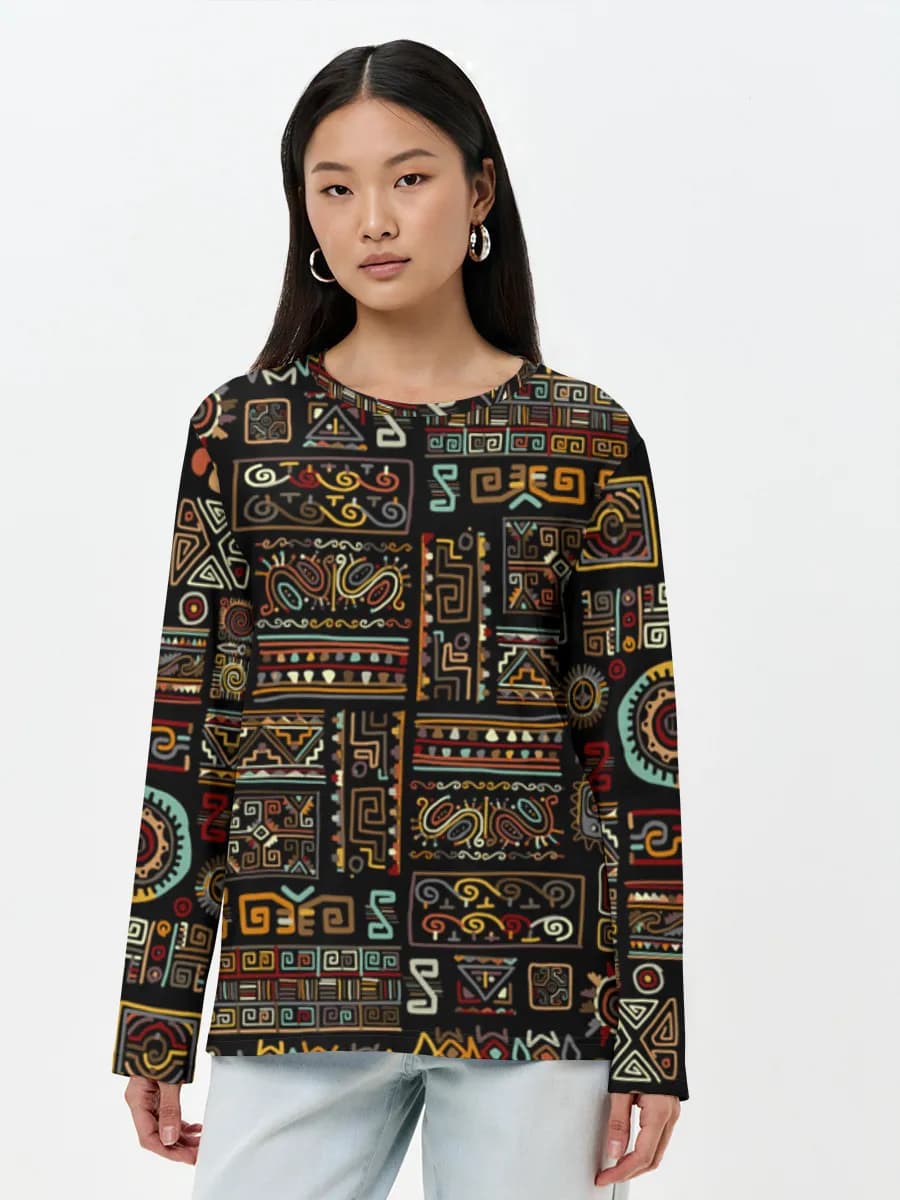 Damen Baumwoll Langarmshirt