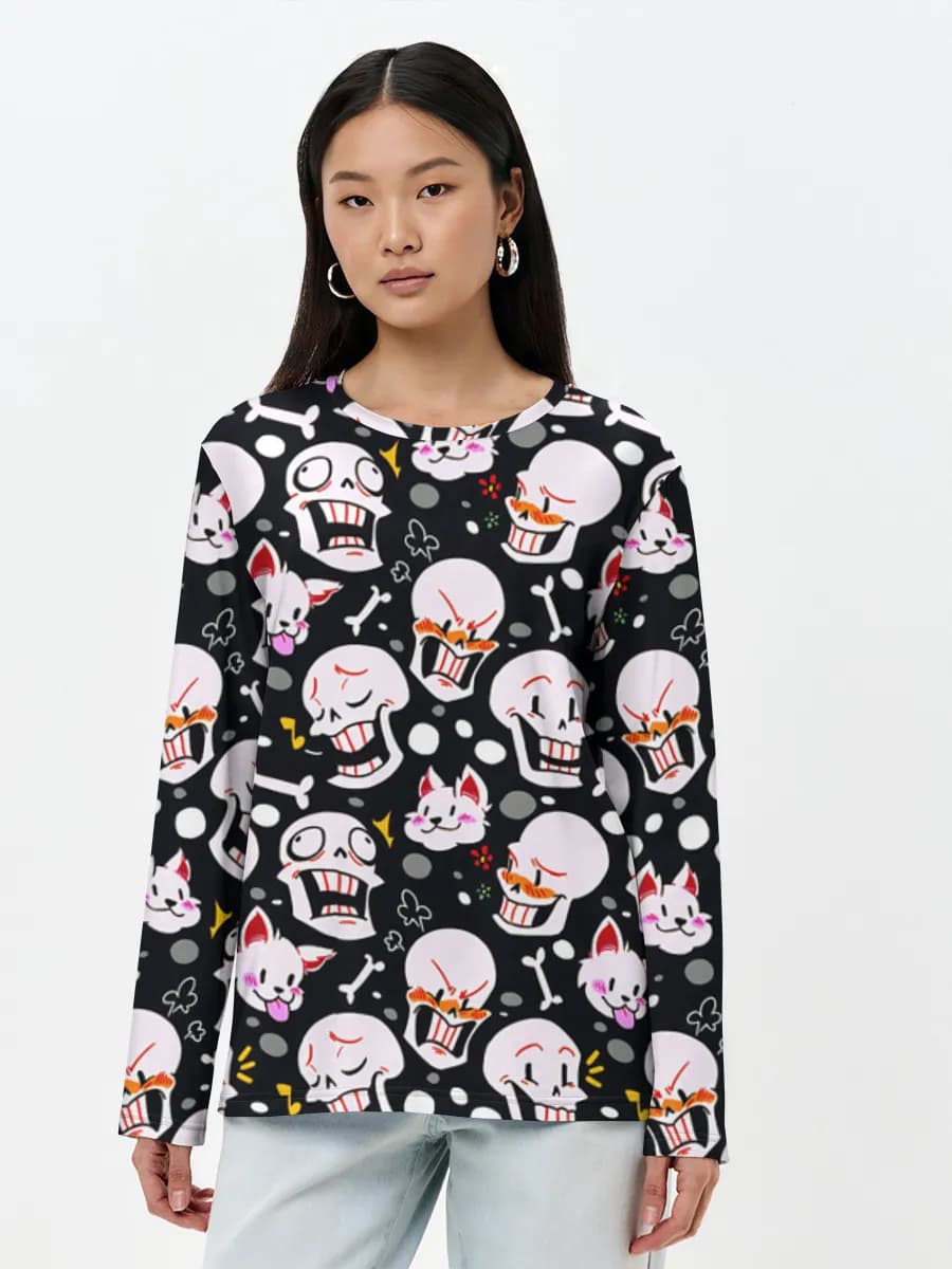 Damen Baumwoll Langarmshirt