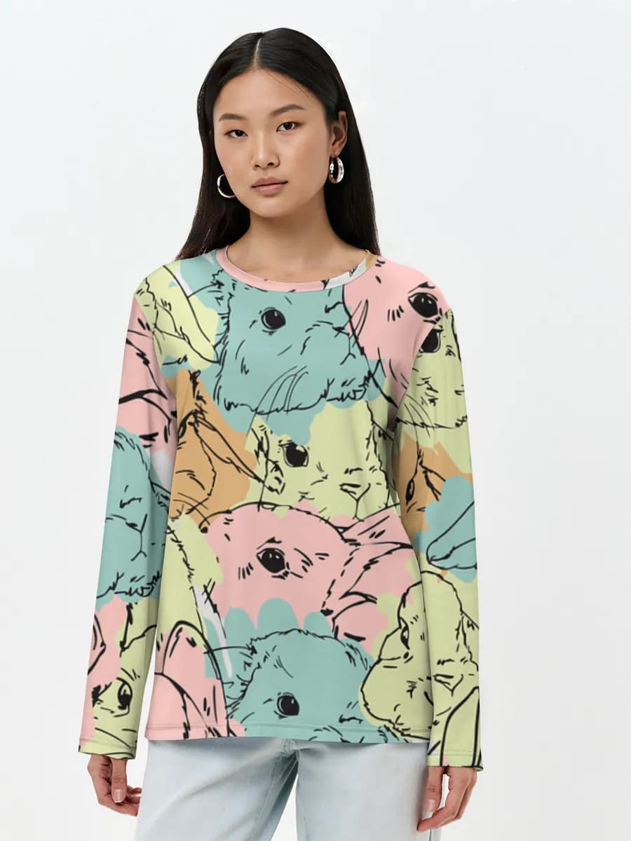 Damen Baumwoll Langarmshirt