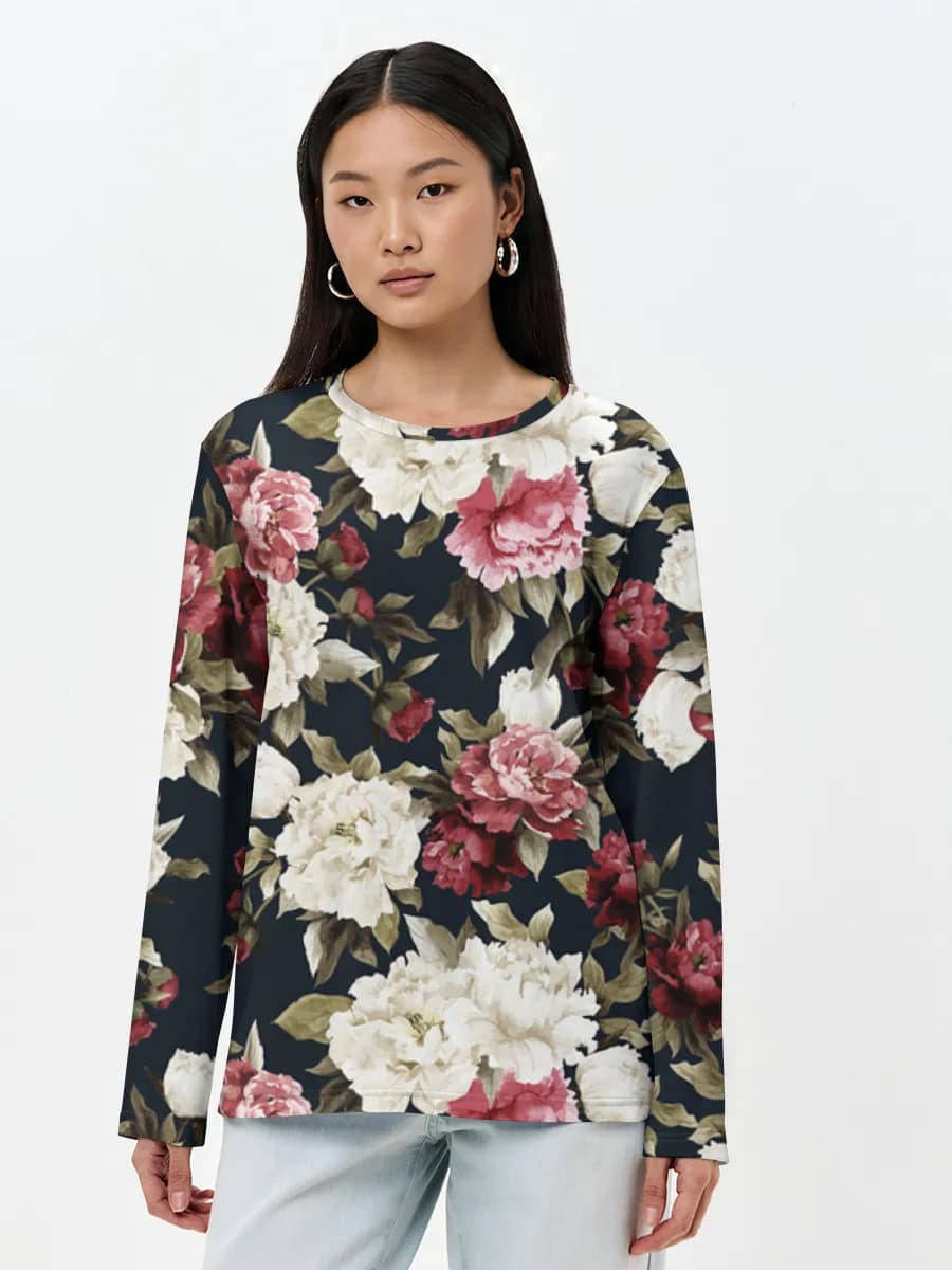 Damen Baumwoll Langarmshirt