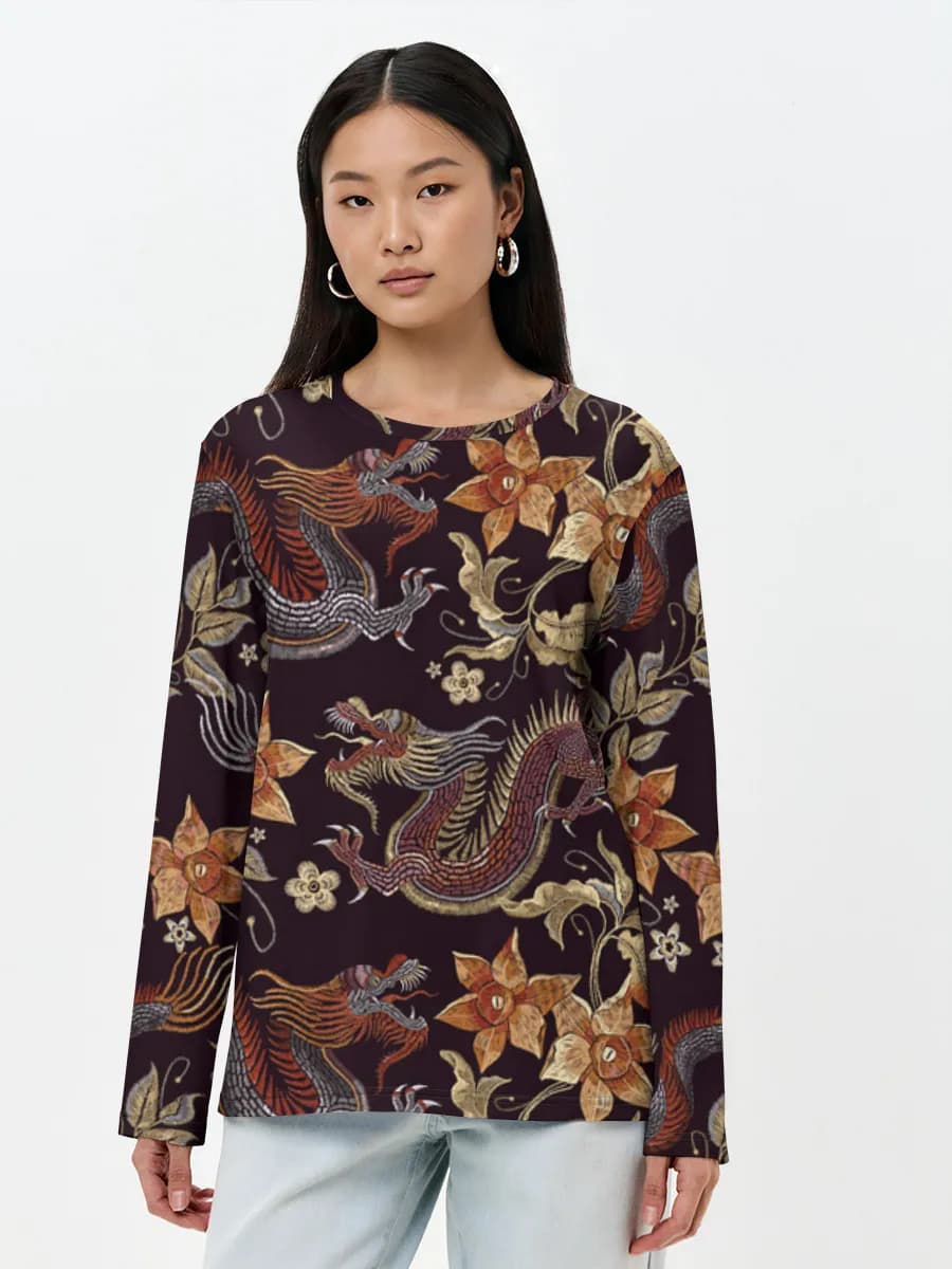 Damen Baumwoll Langarmshirt
