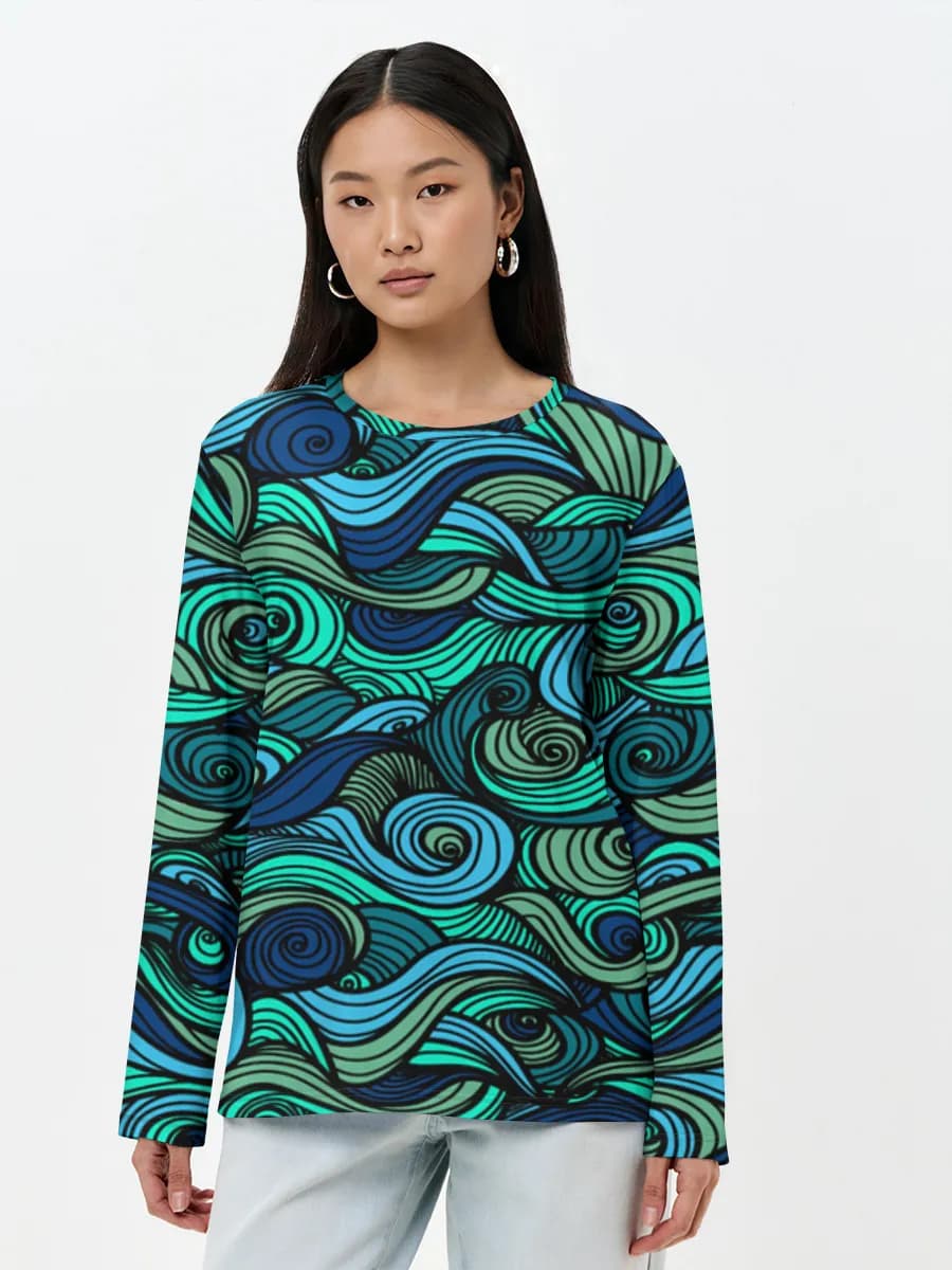 Camisa de manga larga para mujer. Algodón.