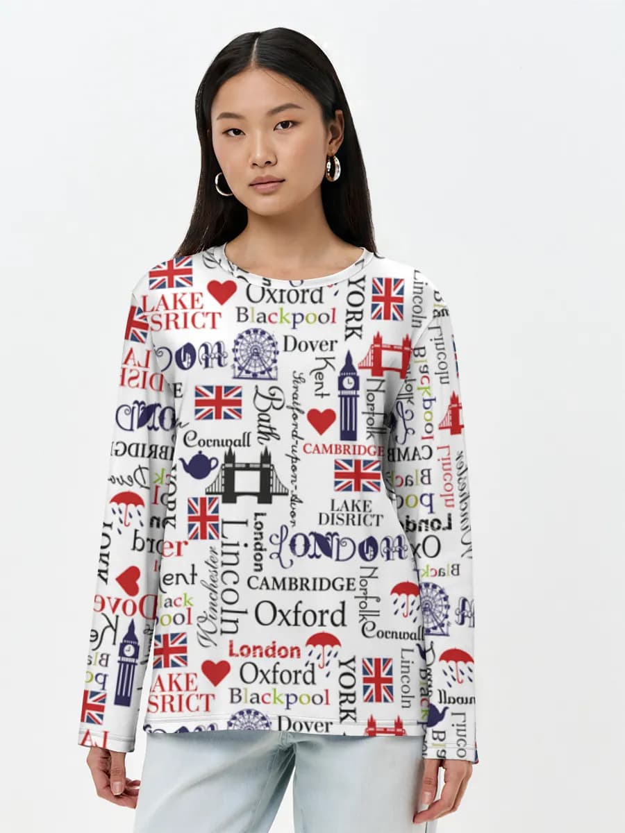 Damen Baumwoll Langarmshirt