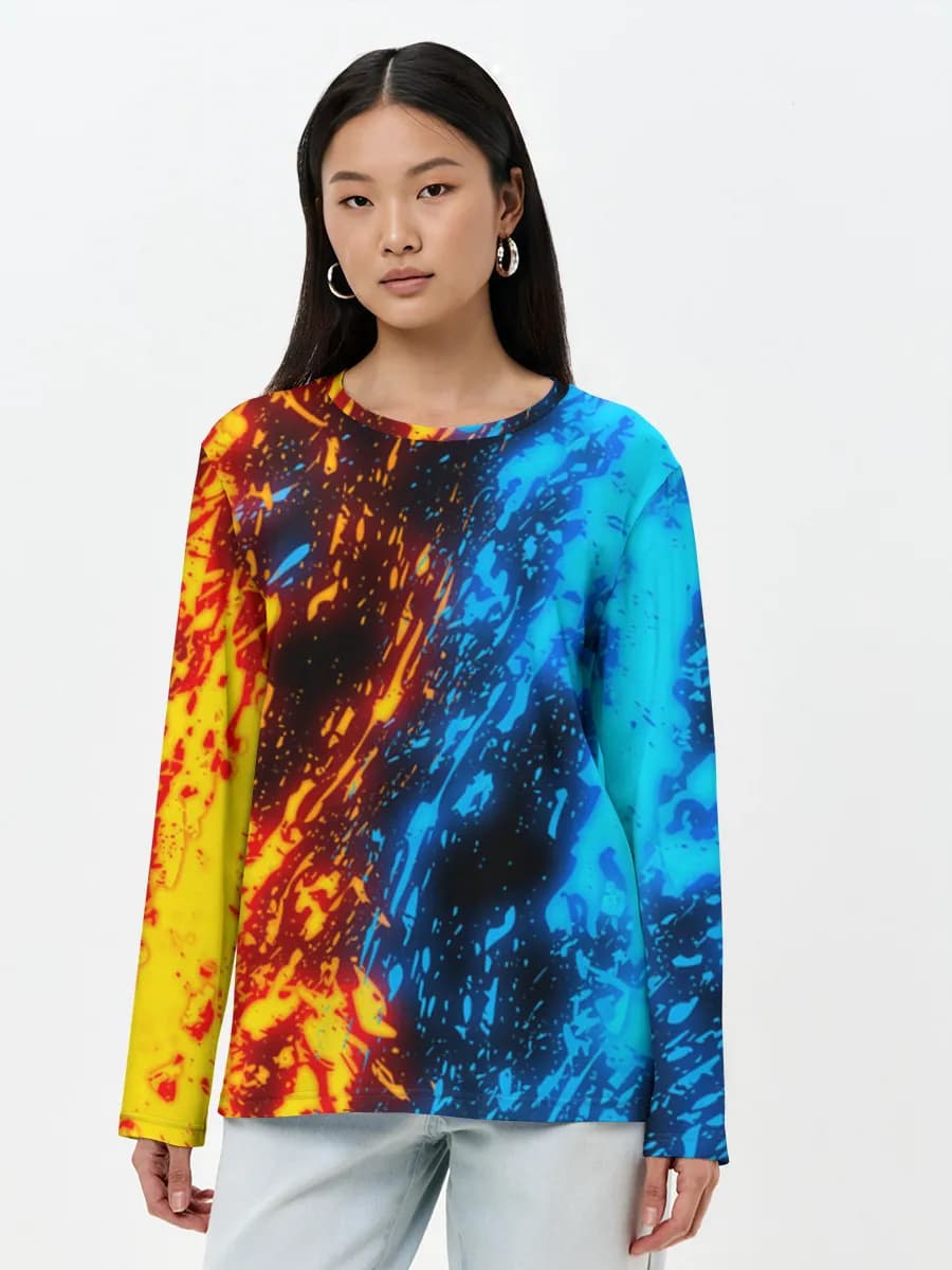 Damen Baumwoll Langarmshirt