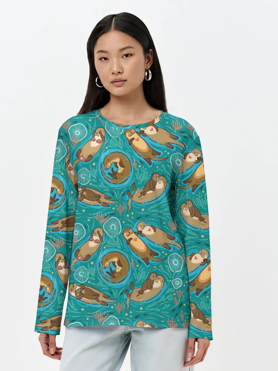 Damen Baumwoll Langarmshirt