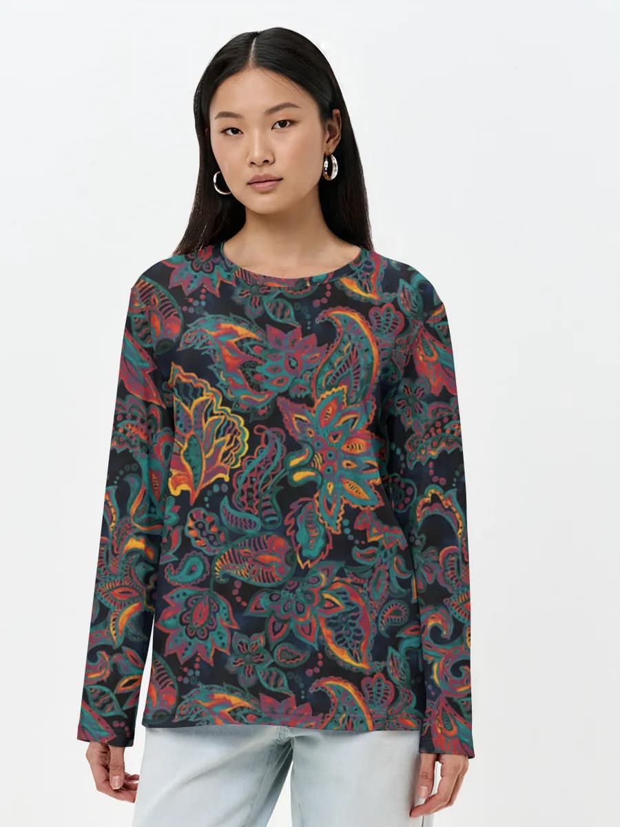 Damen Baumwoll Langarmshirt