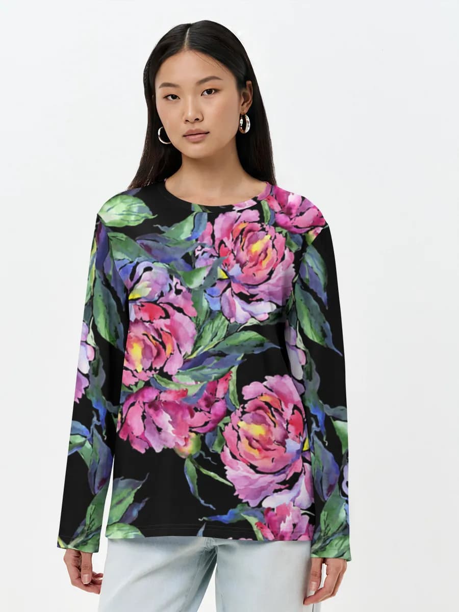 Damen Baumwoll Langarmshirt
