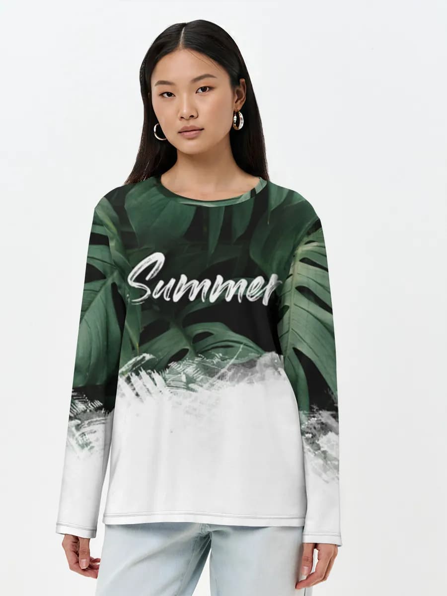Damen Baumwoll Langarmshirt