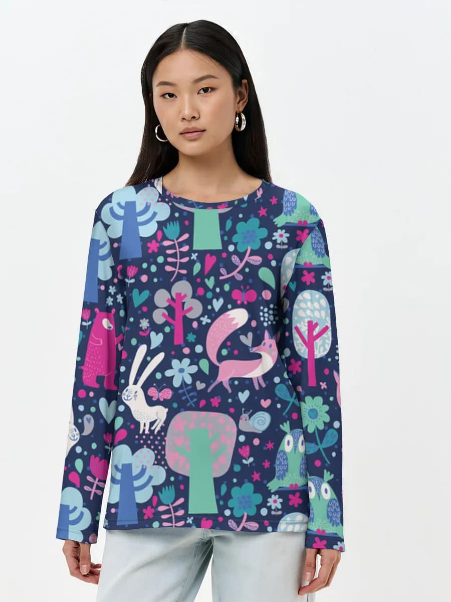 Damen Baumwoll Langarmshirt