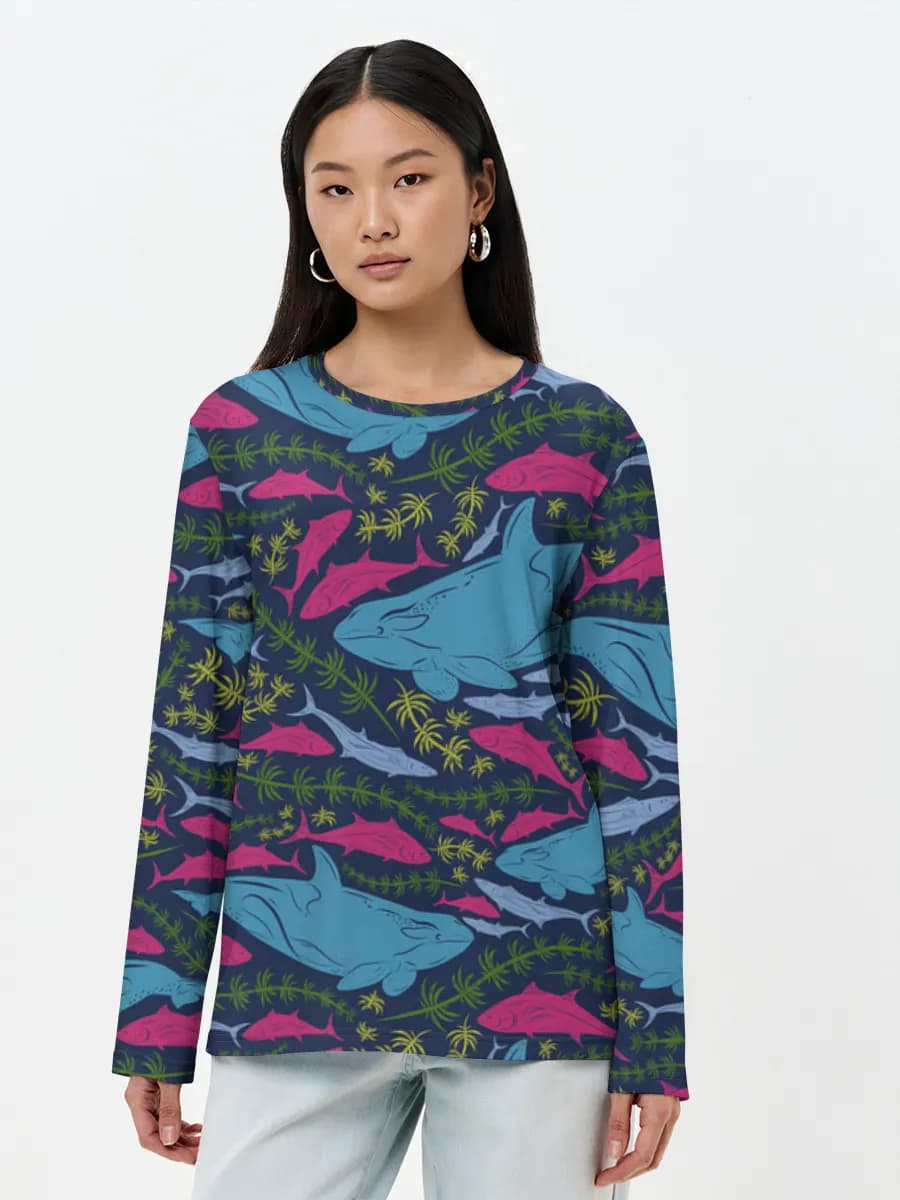 Damen Baumwoll Langarmshirt