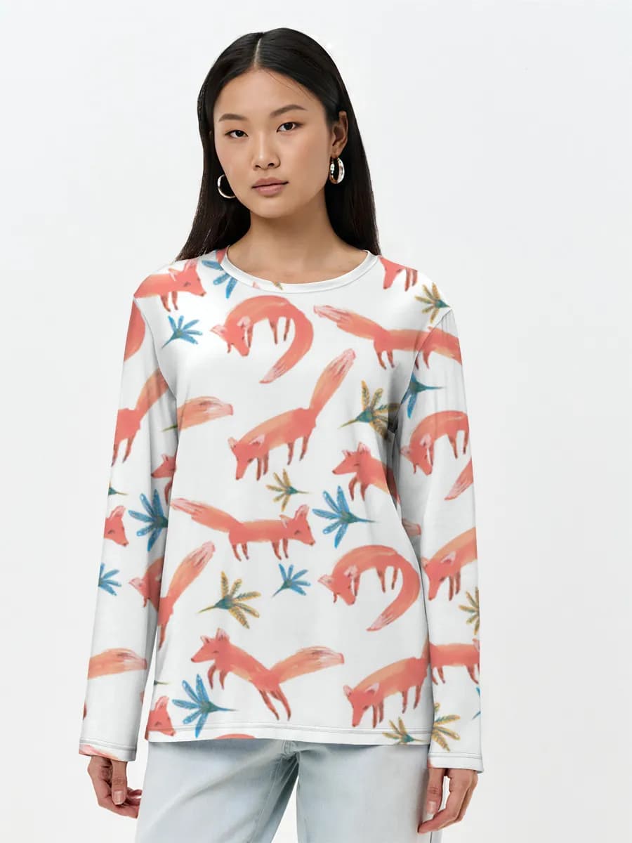 Damen Baumwoll Langarmshirt