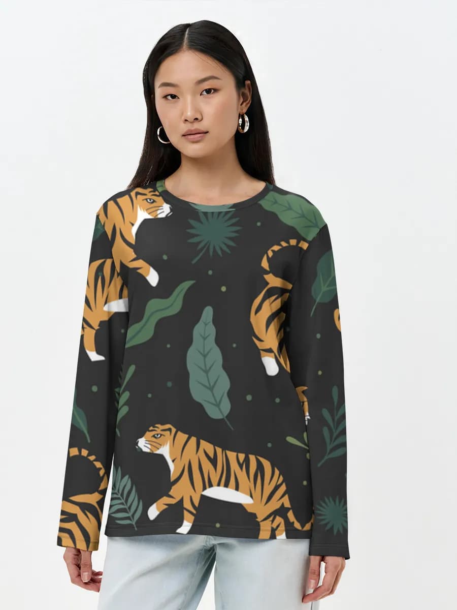 Damen Baumwoll Langarmshirt