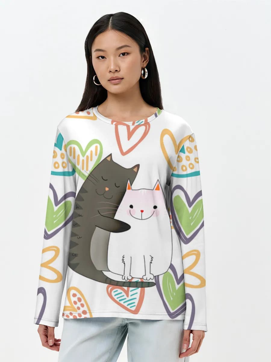 Damen Baumwoll Langarmshirt