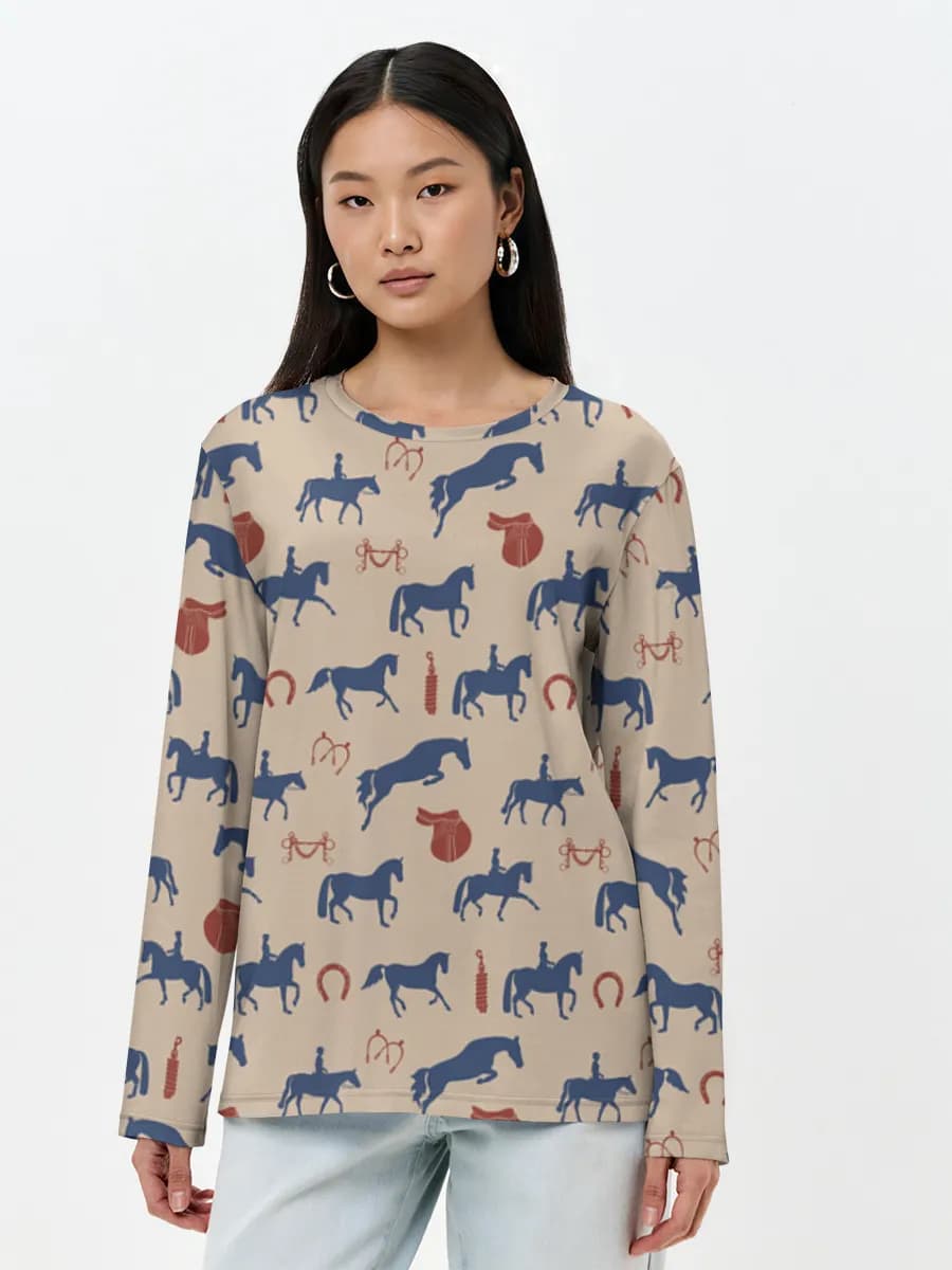 Damen Baumwoll Langarmshirt