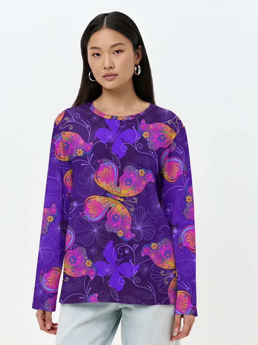 Damen Baumwoll Langarmshirt