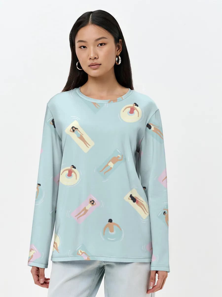 Damen Baumwoll Langarmshirt
