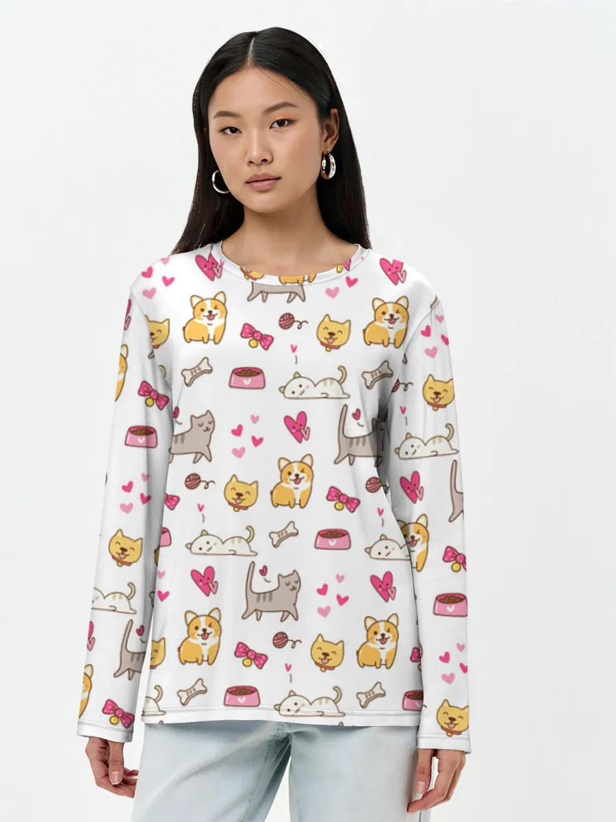 Camisa de manga larga para mujer. Algodón.