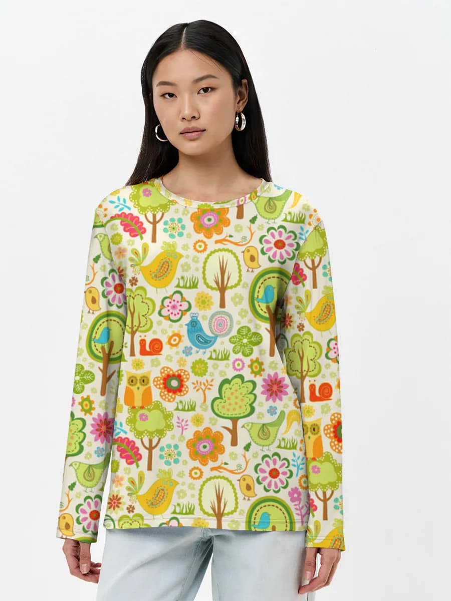 Damen Baumwoll Langarmshirt