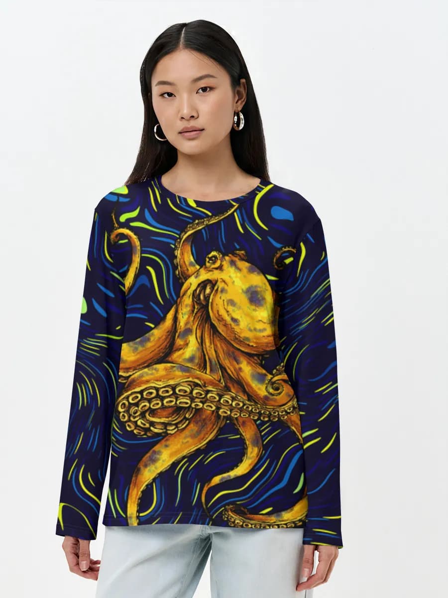 Damen Baumwoll Langarmshirt