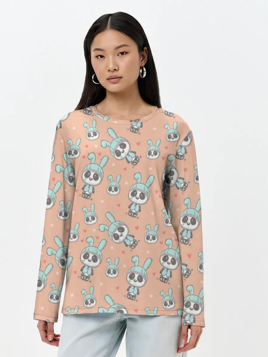 Damen Baumwoll Langarmshirt