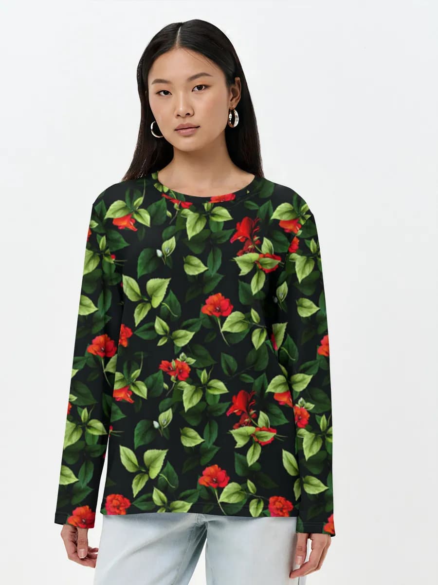 Damen Baumwoll Langarmshirt