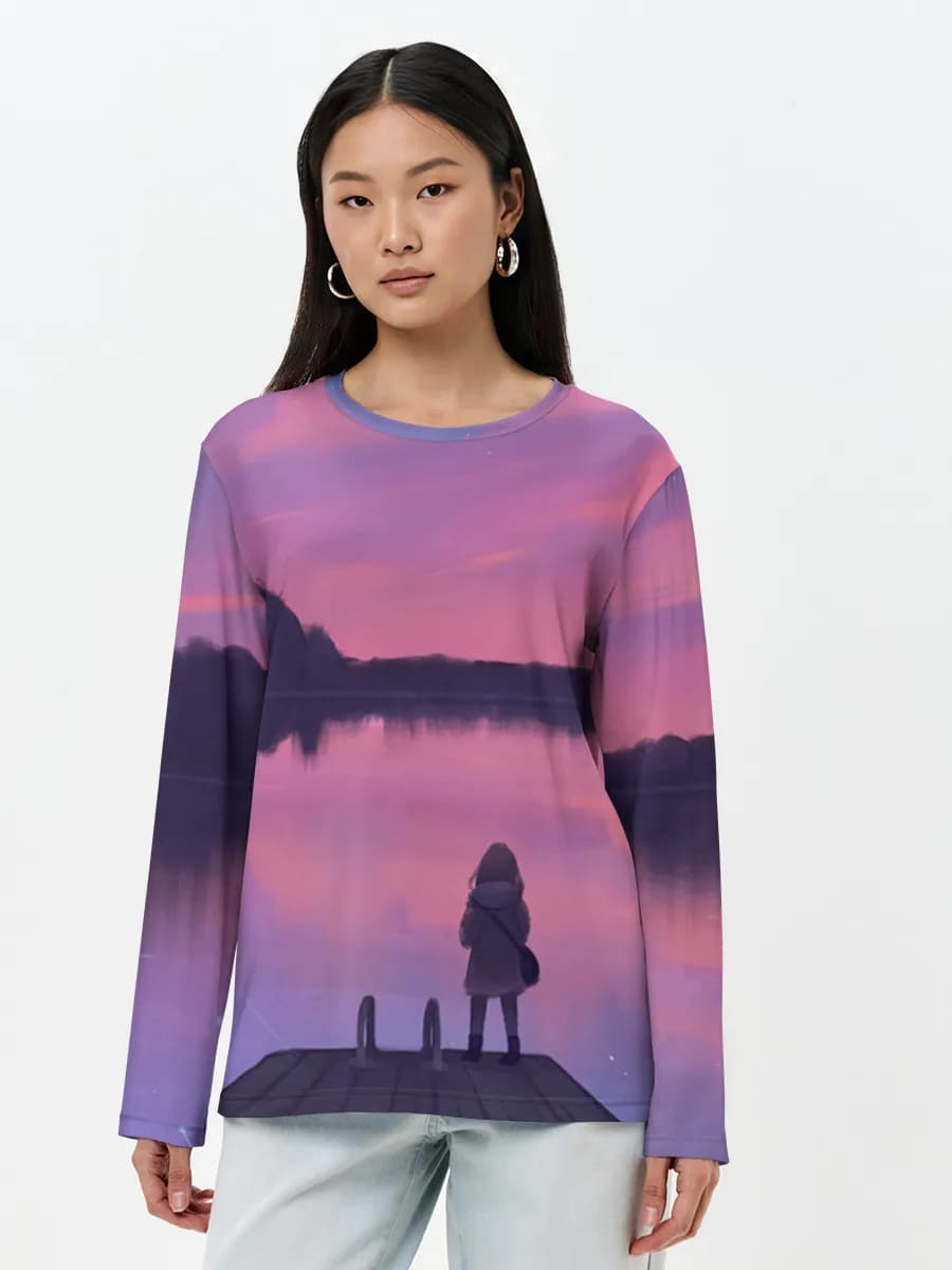 Damen Baumwoll Langarmshirt