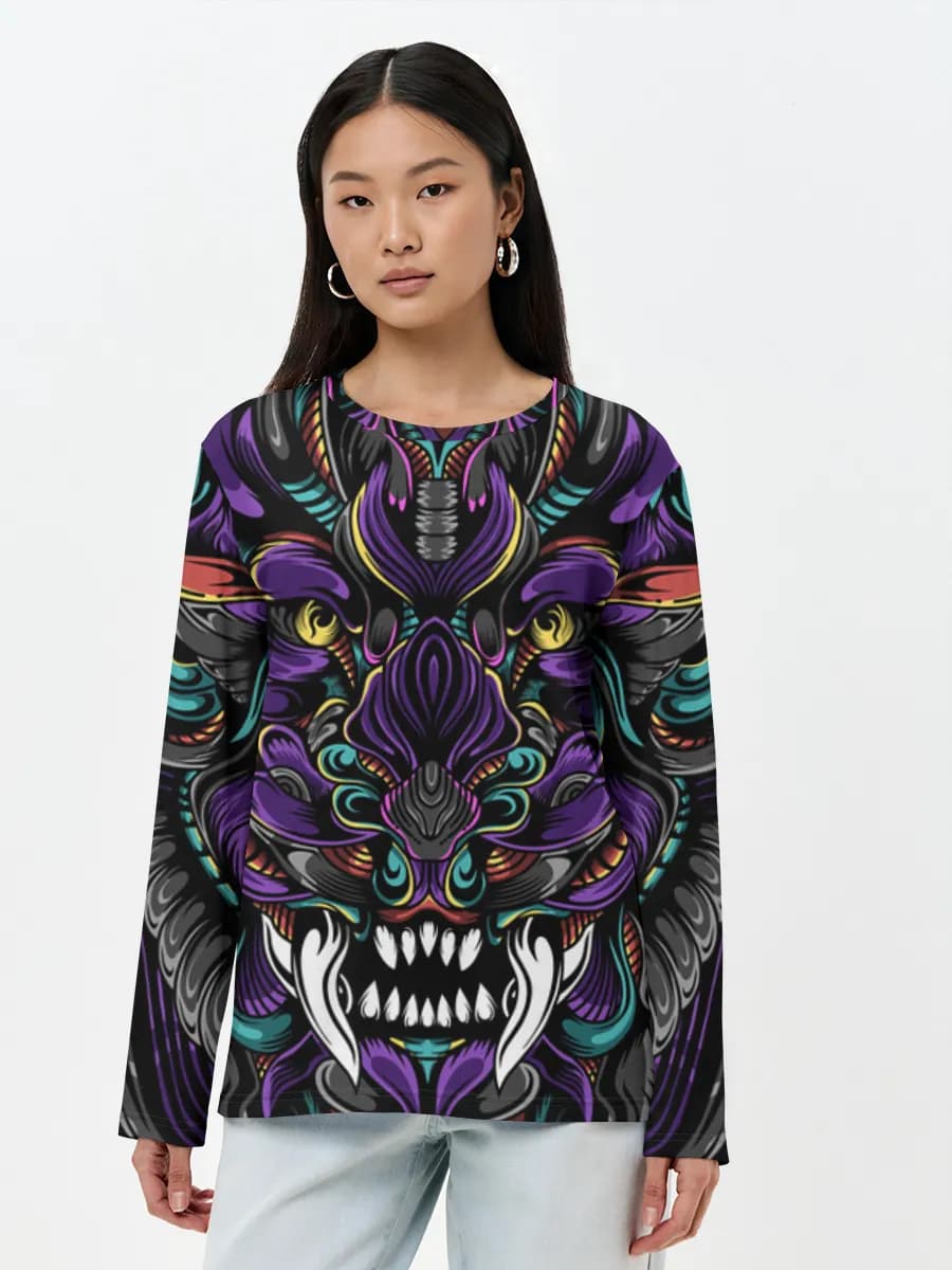 Damen Baumwoll Langarmshirt